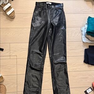 Abercrombie & Fitch the 90s straight ultra high rise leather jeans curve love